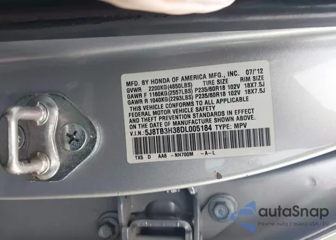 2013 Acura Rdx from USA, damaged, VIN 5J8TB3H38DL005184